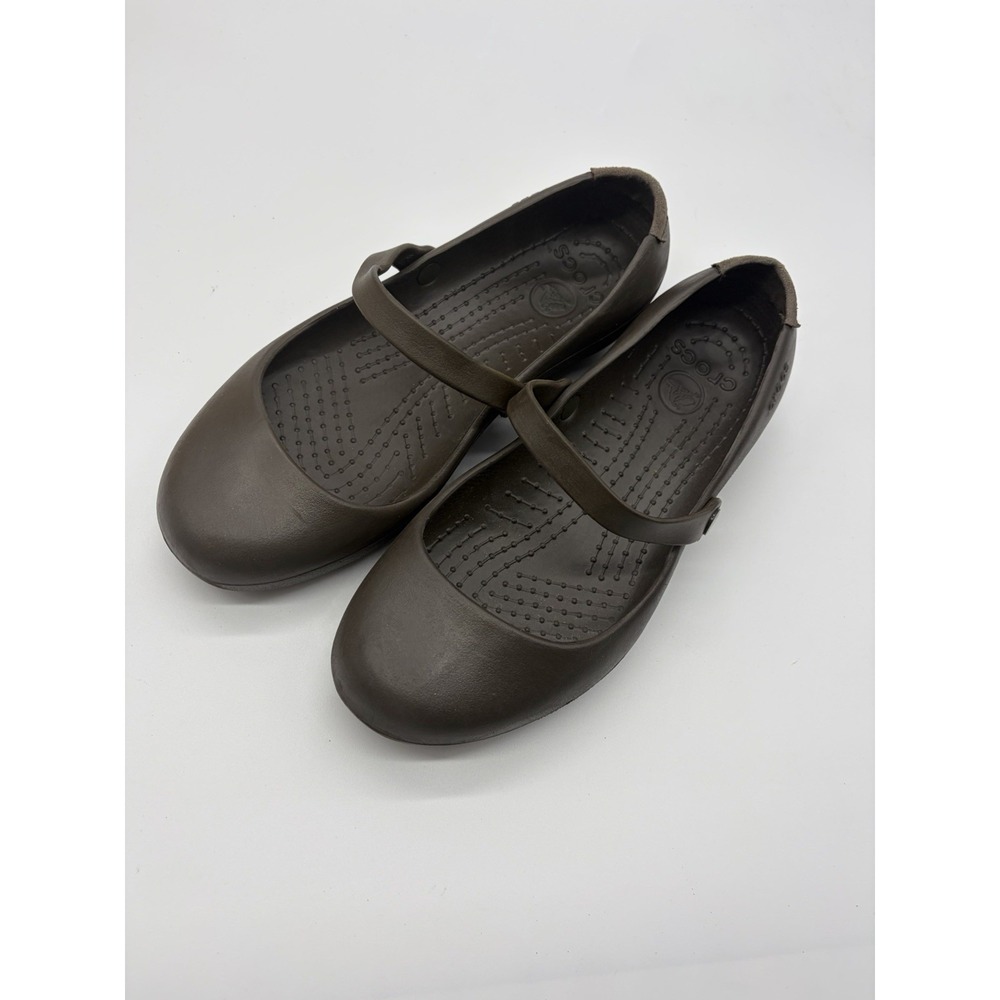 CROCS Women's Brown Mary Jane Flats - Picture 2 of 5